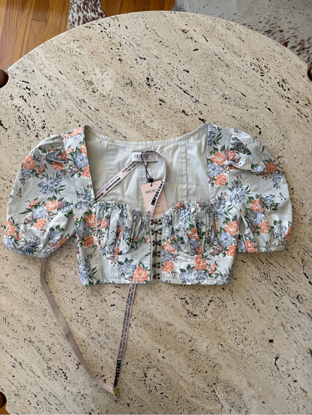 House of CB Floral Cropped Bustier Top Small NWT Coquette *Lana*